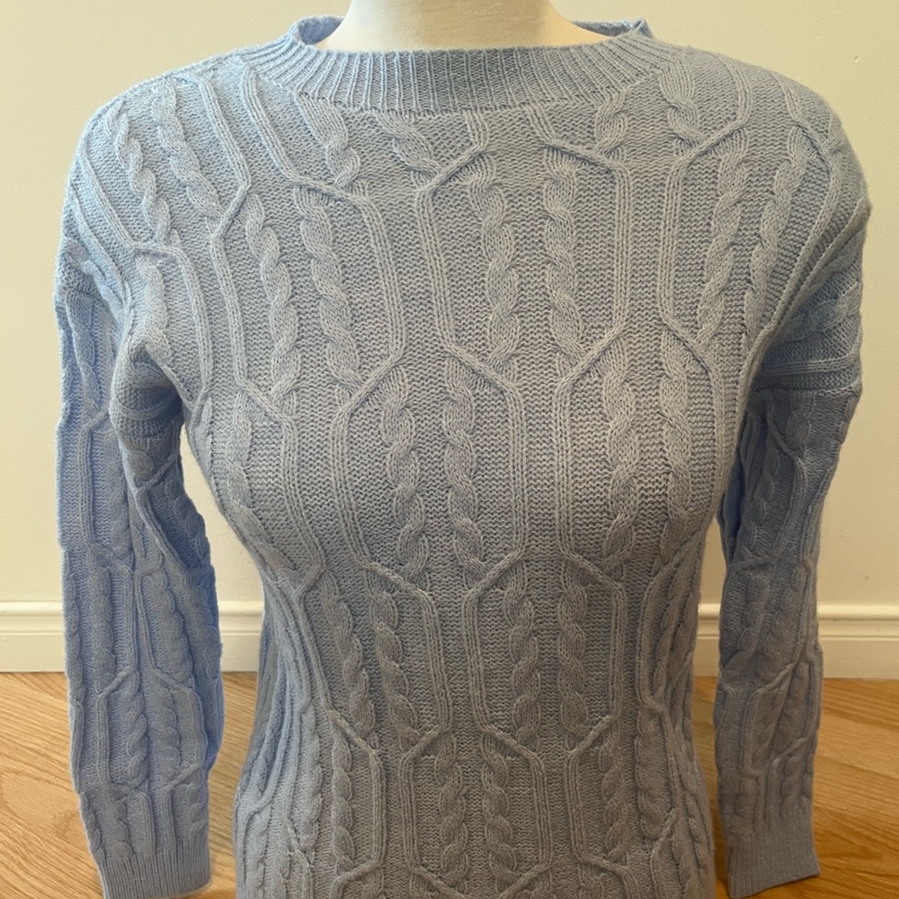 Women's Light Blue Cable Knit Sweater